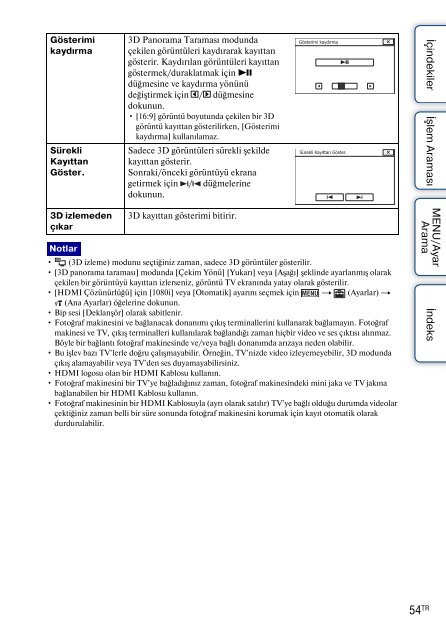 Sony DSC-TX9 - DSC-TX9 Consignes d&rsquo;utilisation Turc