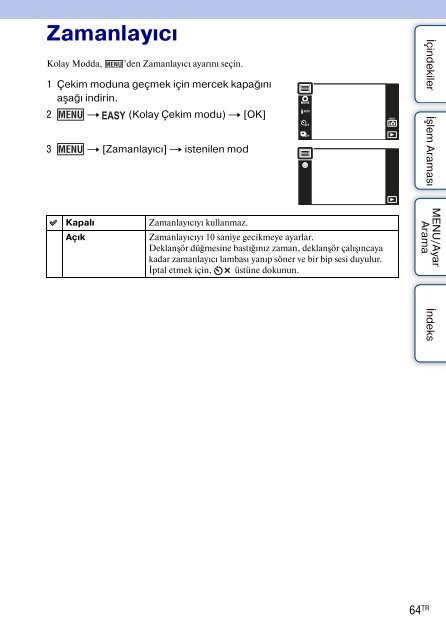 Sony DSC-TX9 - DSC-TX9 Consignes d&rsquo;utilisation Turc