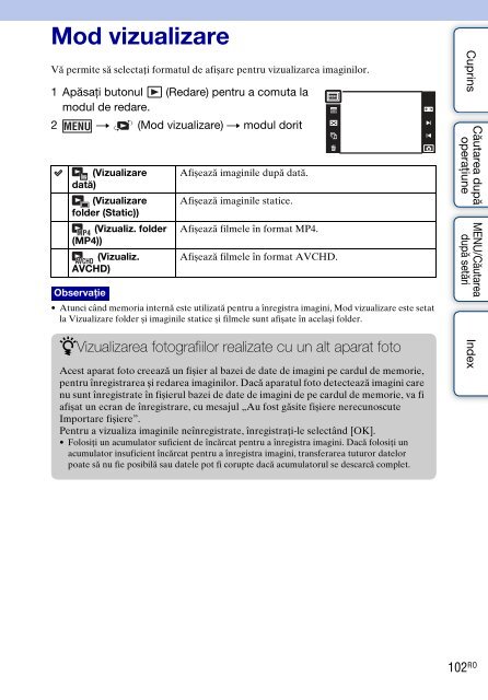 Sony DSC-TX9 - DSC-TX9 Mode d'emploi Roumain