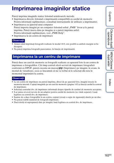 Sony DSC-TX9 - DSC-TX9 Mode d'emploi Roumain