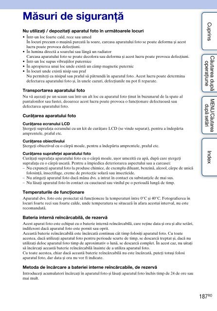 Sony DSC-TX9 - DSC-TX9 Mode d'emploi Roumain