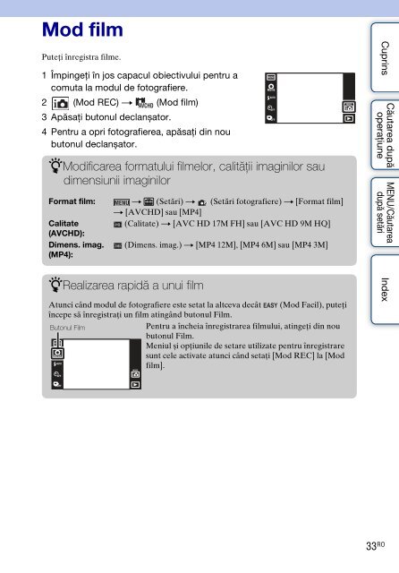 Sony DSC-TX9 - DSC-TX9 Mode d'emploi Roumain