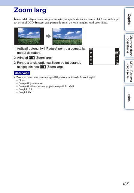 Sony DSC-TX9 - DSC-TX9 Mode d'emploi Roumain