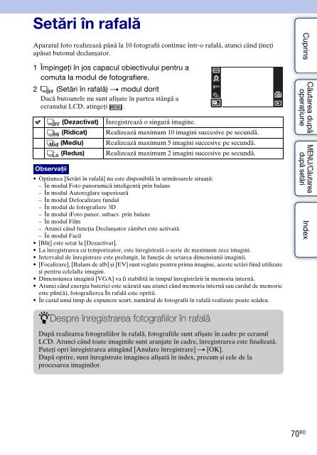 Sony DSC-TX9 - DSC-TX9 Mode d'emploi Roumain