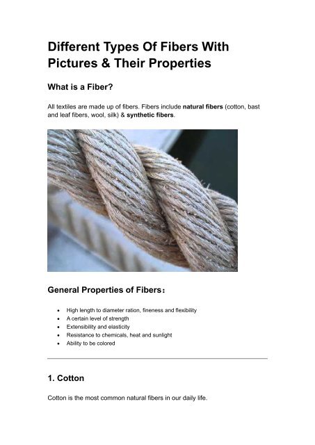 Different Types Of Fibers With Pictures