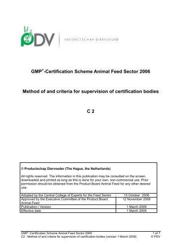 GMP -Certification Scheme Animal Feed Sector 2006 ... - Gmpplus.org