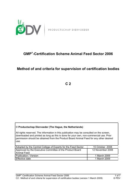 GMP -Certification Scheme Animal Feed Sector 2006 ... - Gmpplus.org