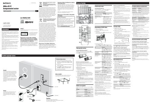 Sony CMT-CPZ3 - CMT-CPZ3 Mode d'emploi Croate