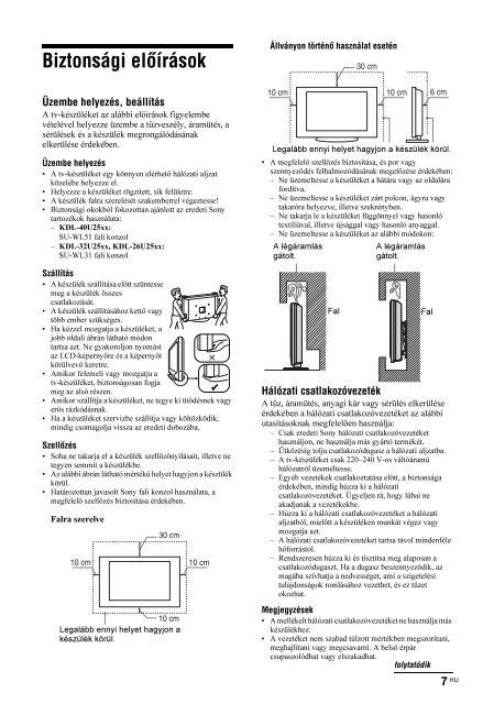 Sony KDL-40U2520 - KDL-40U2520 Consignes d&rsquo;utilisation Hongrois