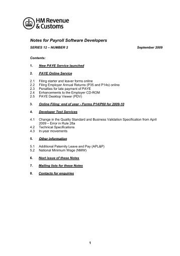 Notes for Payroll Software Developers (PDF - HM Revenue & Customs