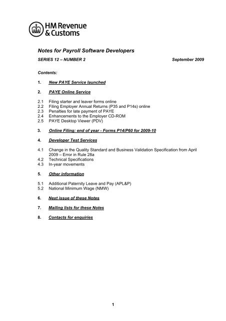 Notes for Payroll Software Developers (PDF - HM Revenue & Customs
