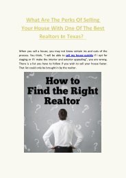 What Are The Perks Of Selling Your House With One Of The Best Realtors In Texas?