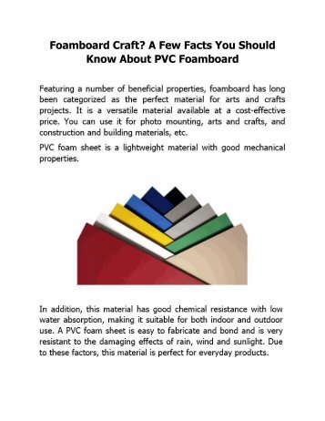 Few Facts You Should Know About PVC Foamboard