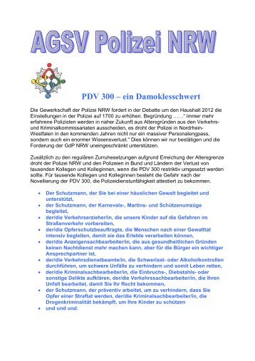 PDV 300 – ein Damoklesschwert - AGSV Polizei NRW