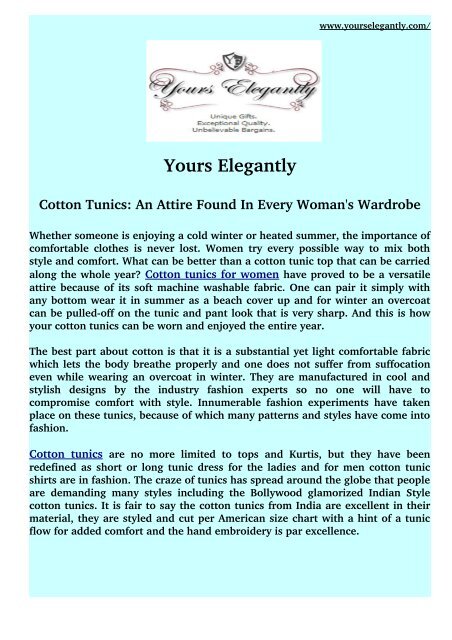 Cotton Tunics: An Attire Found In Every Woman&#039;s Wardrobe