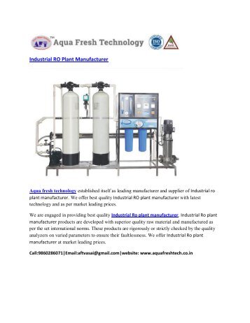 Industrial RO Plant Manufacturer