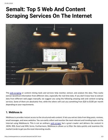 Semalt: Top 5 Web And Content Scraping Services On The Internet