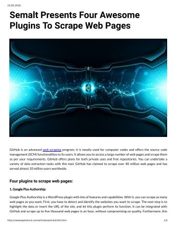 Semalt Presents Four Awesome Plugins To Scrape Web Pages