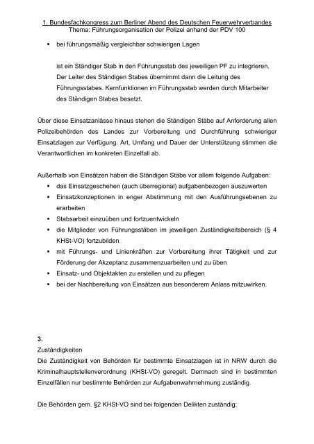 Führungsorganisation der Polizei anhand der PDV 100 - Deutscher ...