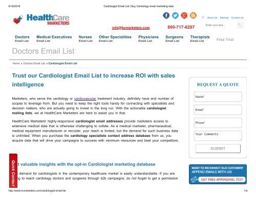 Cardiologists Email Addresses - Healthcare Marketers