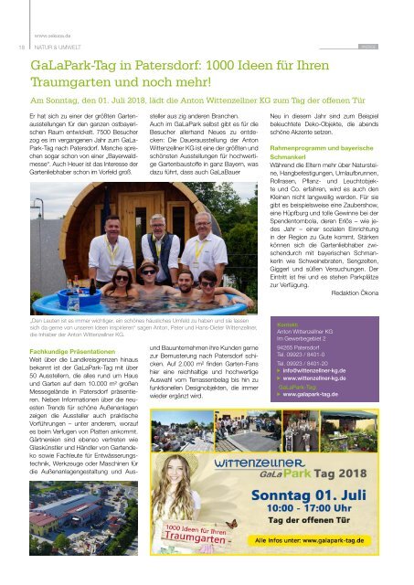 Ökona - das Magazin für natürliche Lebensart: Ausgabe Sommer 2018