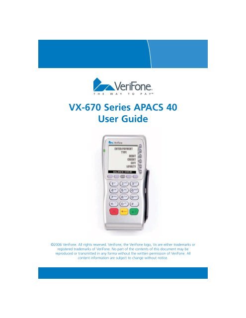 Verifone VX670 Manual