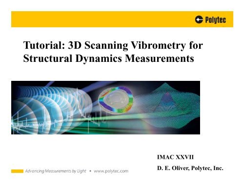 Tutorial: 3D Scanning Vibrometry for Structural Dynamics ...