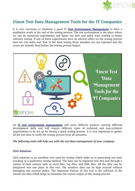 Finest Test Data Management Tools for the IT Companies
