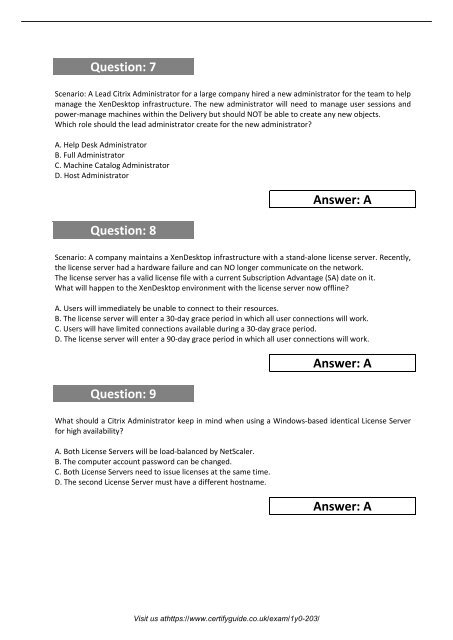 1Y0-203 Exam Training Kits 2018