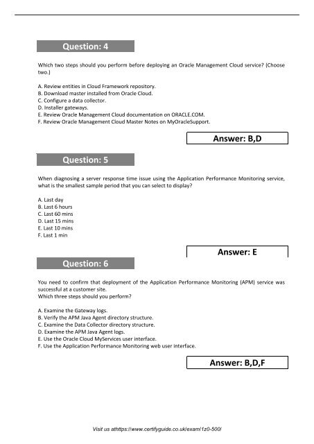 1Z0-500 Real Exam Questions 2018