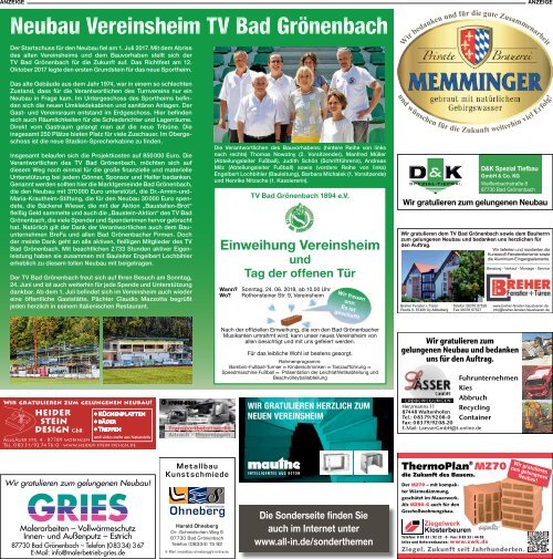 Neubau Vereinsheim TV Bad Grönenbach