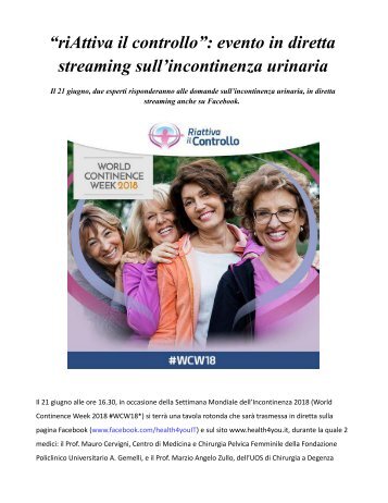 riAttiva il controllo evento in diretta streaming incontinenza urinaria