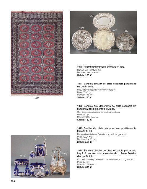 Catálogo Artes Decorativas. Subasta Julio 2018