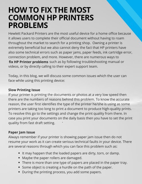 Fix Common Issues of HP Printer