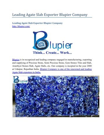 Leading Agate Slab Exporter Blupier Company