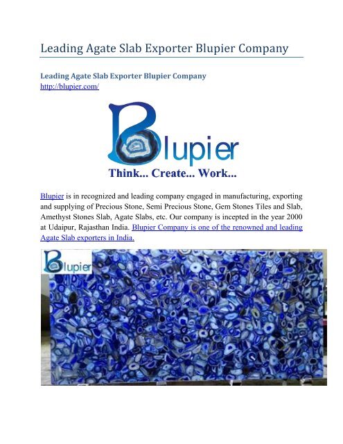 Leading Agate Slab Exporter Blupier Company