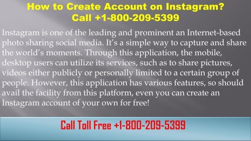 How to Create Account on Instagram? Call +1-800-209-5399