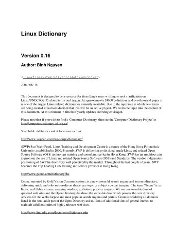 Linux Dictionary