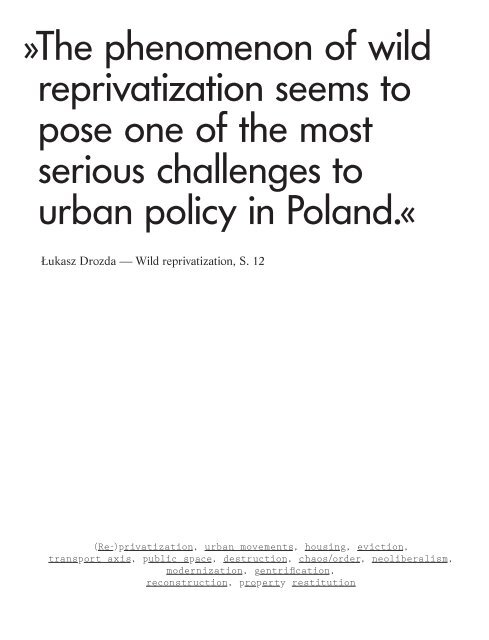 Warsaw: Devastation, Modernization, (Re-)privatization, dérive - Zeitschrift für Stadtforschung, Heft 72 (3/2018)