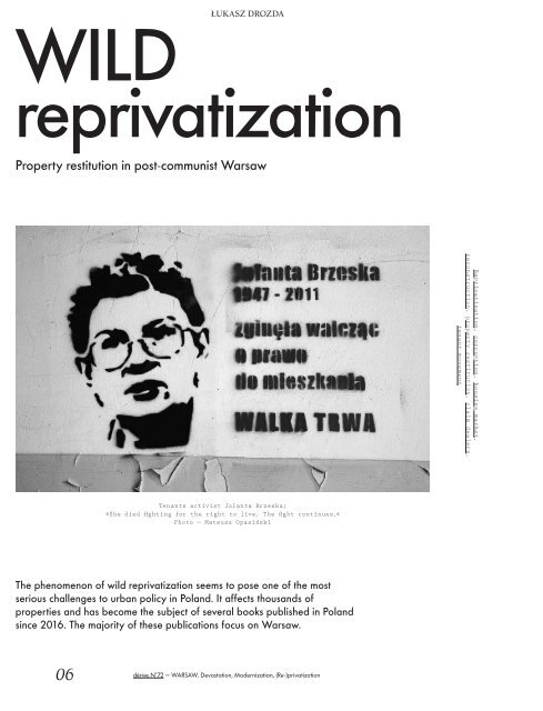 Warsaw: Devastation, Modernization, (Re-)privatization, dérive - Zeitschrift für Stadtforschung, Heft 72 (3/2018)