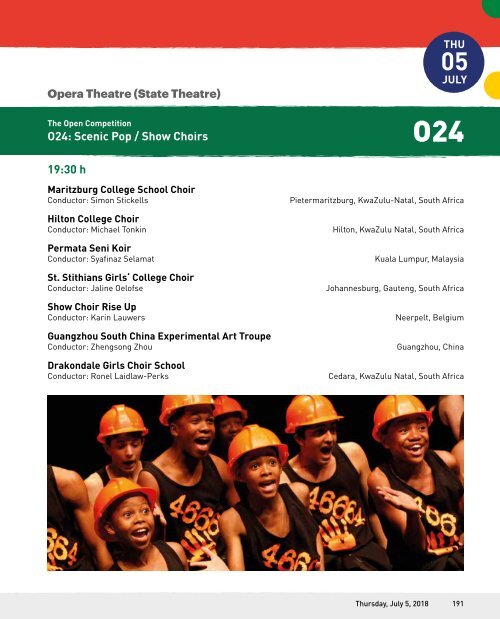 World Choir Games Tshwane 2018 - Program Book