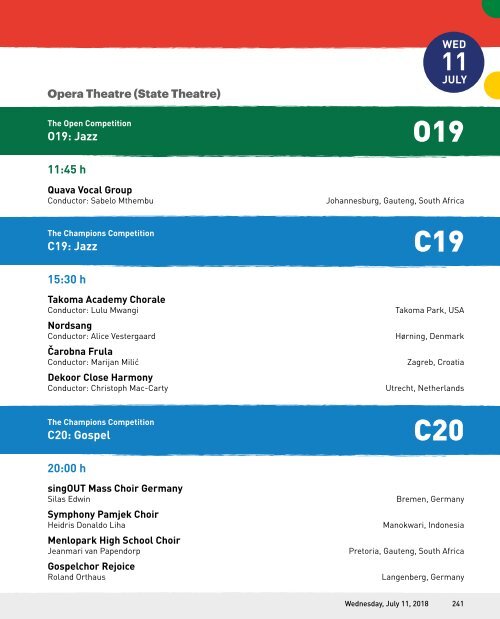 World Choir Games Tshwane 2018 - Program Book