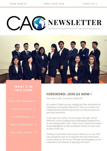 CAC Newsletter (Term 2018/19, Issue 1)