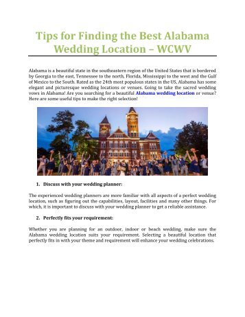Tips for Finding the Best Alabama Wedding Location - WCWV