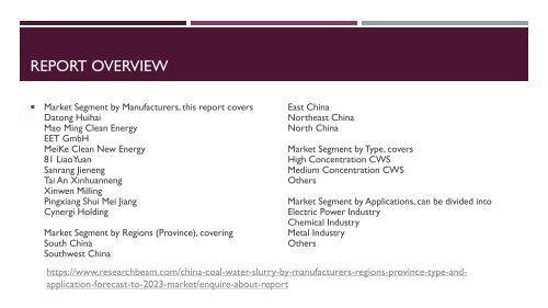 China Coal Water Slurry Market by Manufacturers,