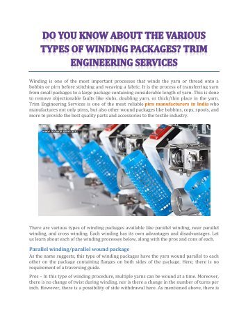 Do You Know About The Various Types Of Winding Packages