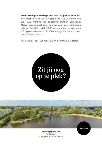 PLEK Makelaardij, met succes verkocht Sidelingeplein 198 (postcode 3043, Rotterdam)!