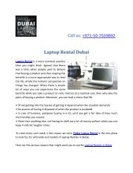 Laptop Rental Dubai - Call +971 50 7559892