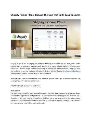 How Select A Suitable Shopify Plan?