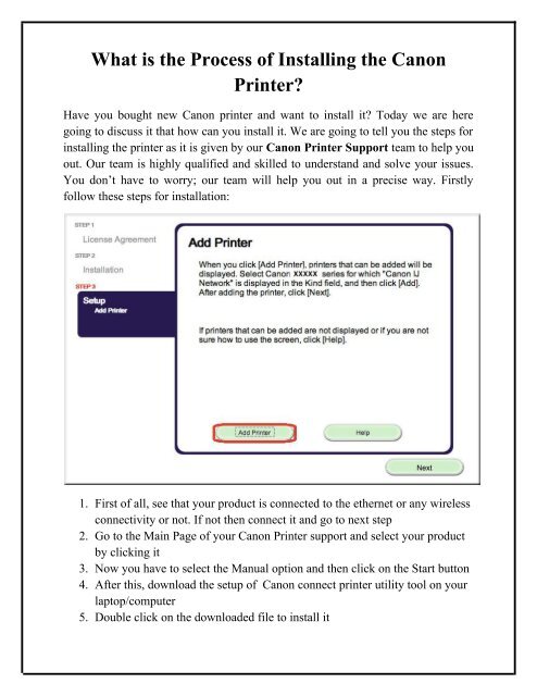 What is the Process of Installing the Canon Printer